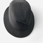 Grey herringbone wool fedora hat hats sku 6818