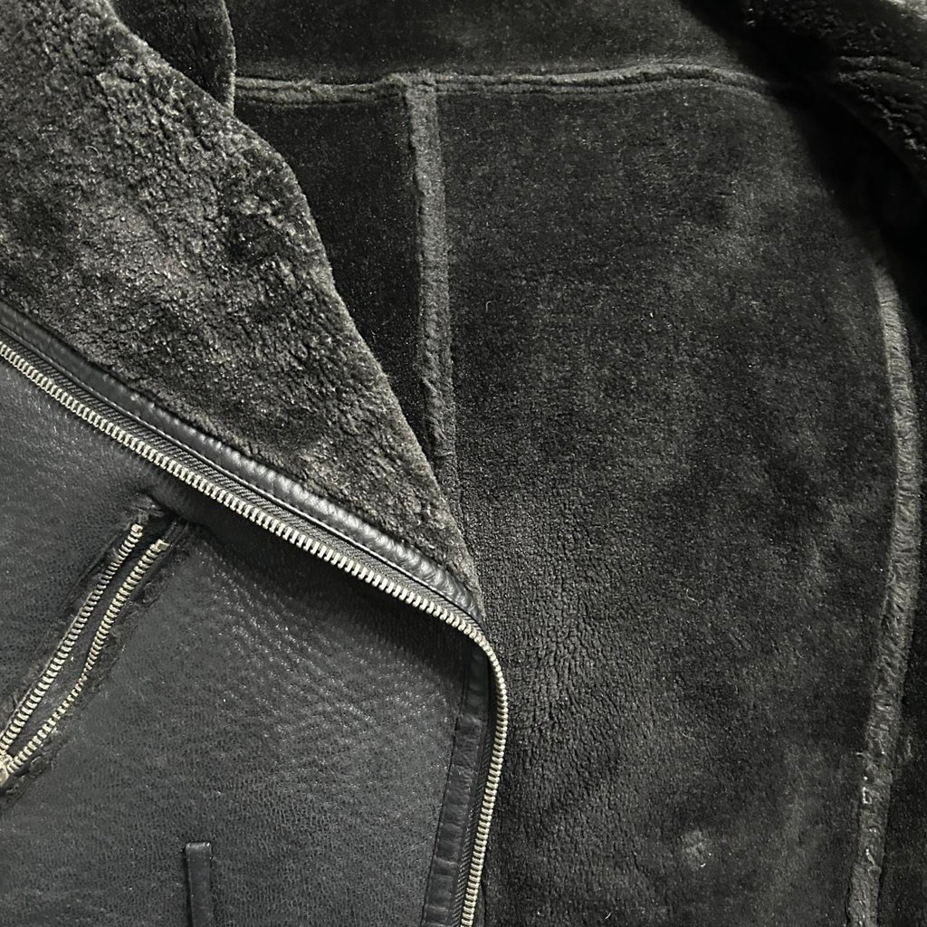 Man & Womans Black Faux Shearling Jacket Size S/M Outdoors - NO BELT  SKU 6919