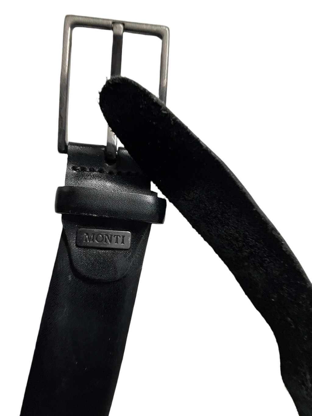 Vintage men's black Monti genuine leather buckle belt| L47| SKU 4494