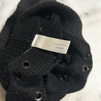 Black beanie with studded holes and silver hardware #goth #grunge Cute Knit Embellished Beanie Hat. SKU 6787