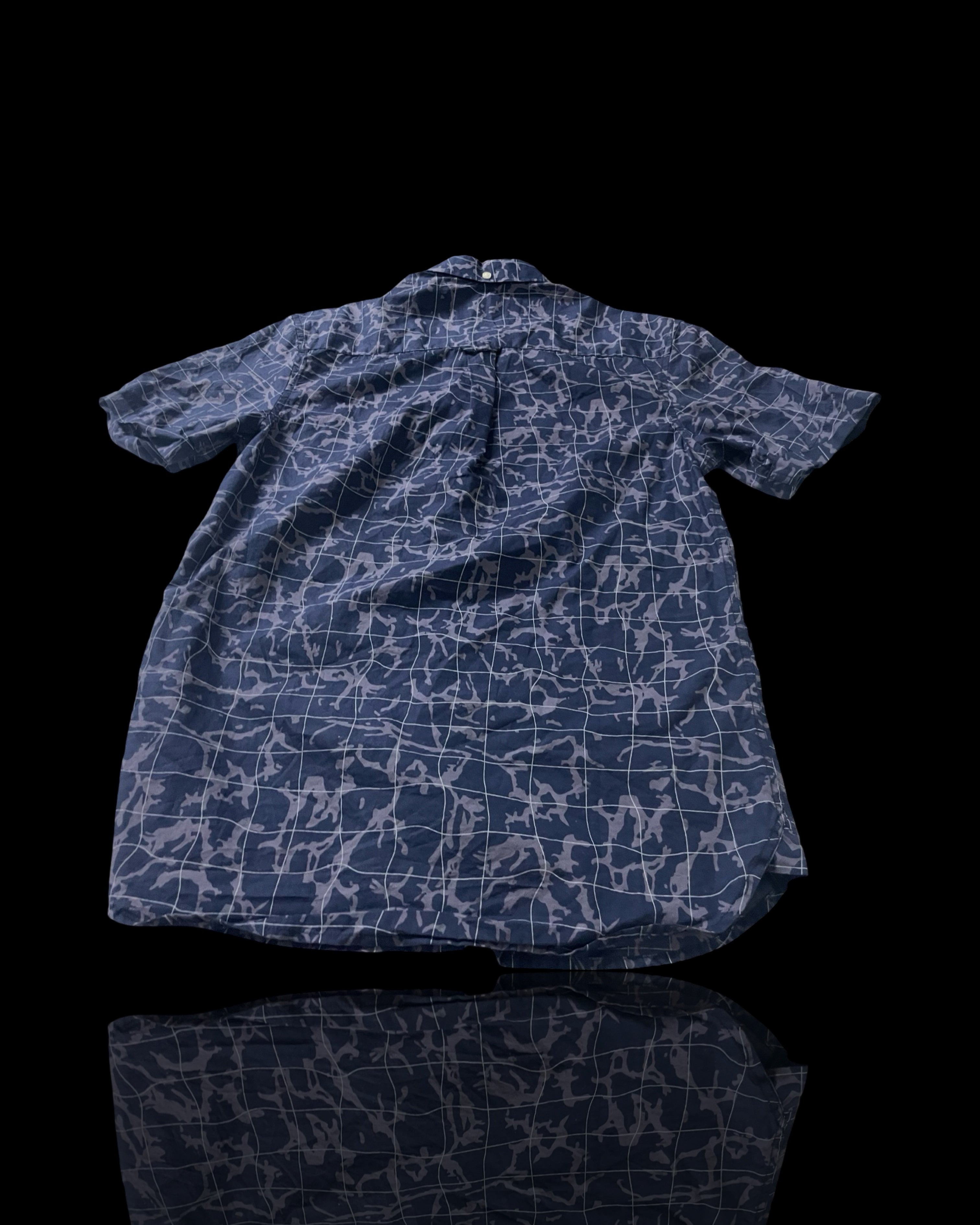 Lyle And Scott Vintage Mens Printed button up Through shirt Navy Pool Print 