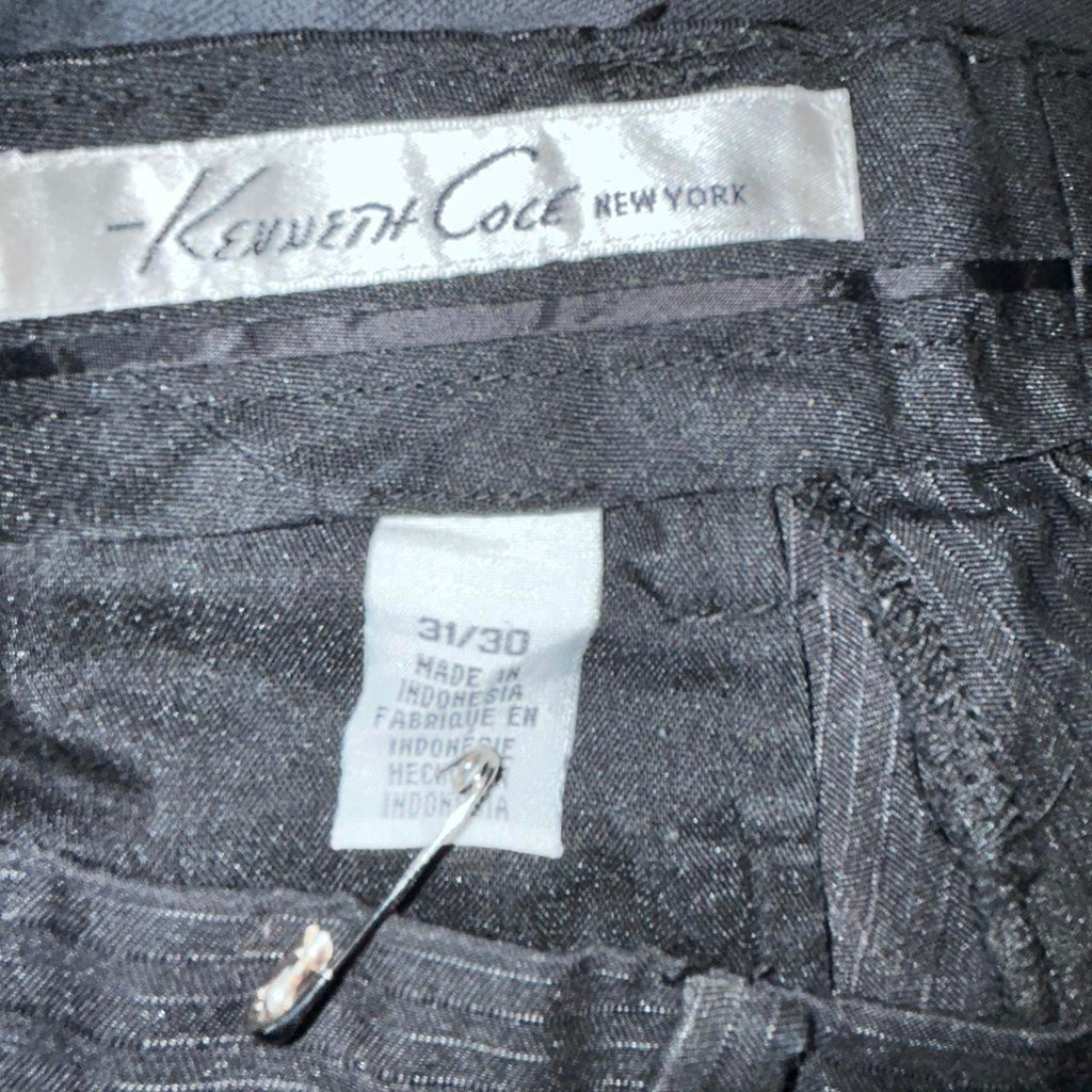 Kenneth Cole Womens Pants Size 31 Black Solid Cropped Straight Leg Slacks Cotton L30 W31 SKU 6962