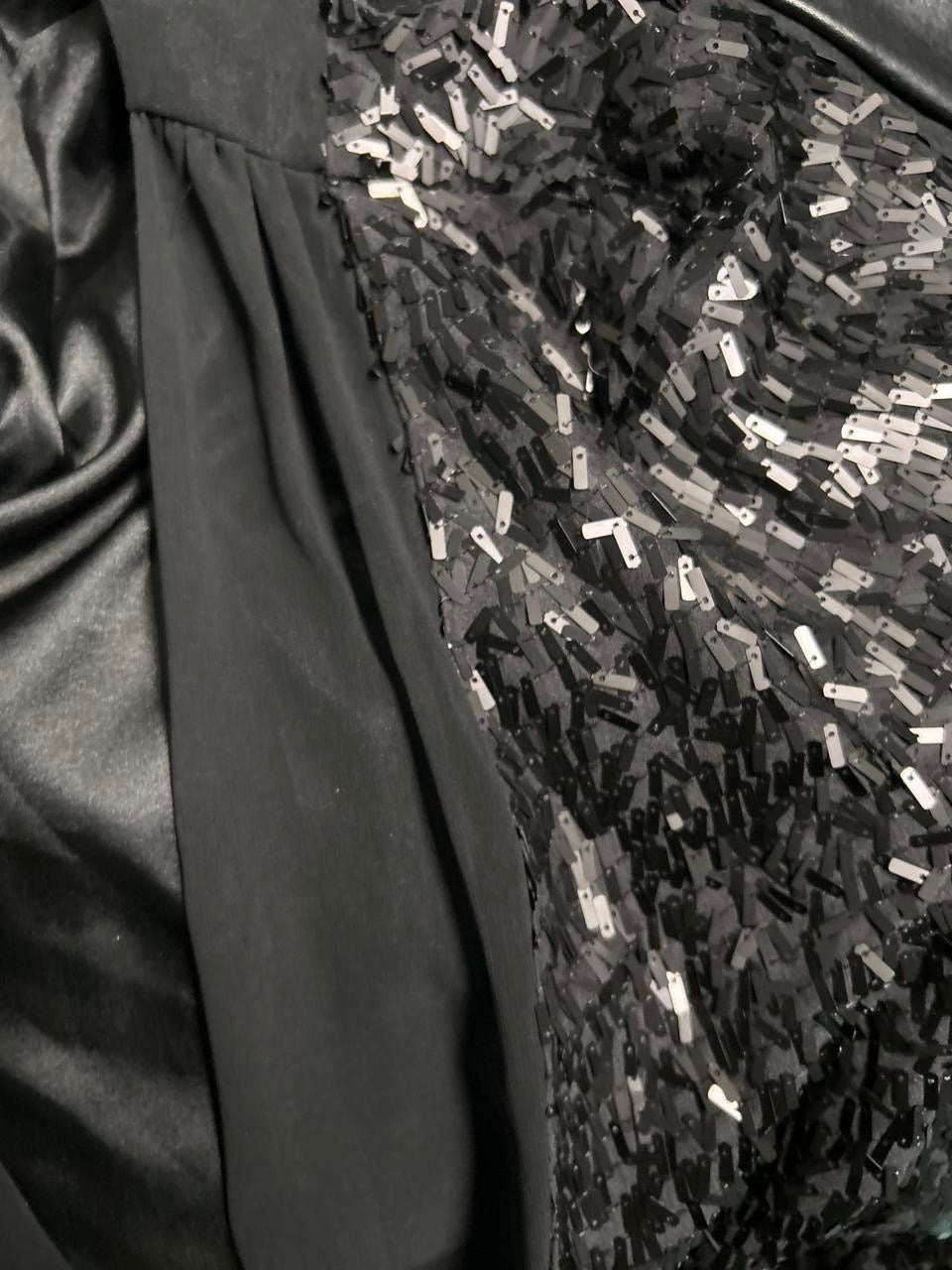 Per Una Women's Black Sequin Cropped open front Jacket Size 14 L25W17 SKU 6948