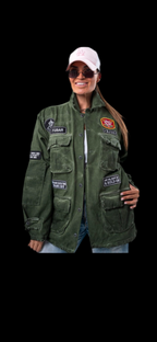 " Unisex Ayios Navy Green Street wear Jacket Made In Greece With Unique Distressed Look L32 W22 in L/XL SKU 6915"