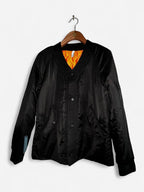 Zara Men’s Black quilted bomber jacket with orange lining #bomberjacket in size small  collar to hem 28 pit to pit 20 sku 7047
