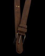 Vintage brown leather mens square buckle belt size M