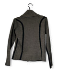 Vintage Cristina Paris Women's Grey Zip-Up Jacket, Size M/L (25" Length, 18" Waist) - SKU 6884
