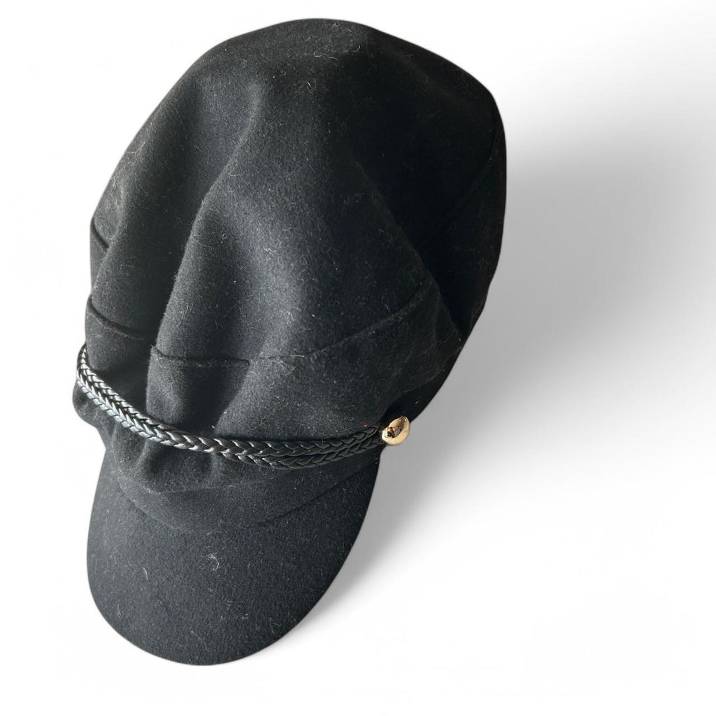 Black cotton and wool cap with braided detail #indie #grunge sku 6807 