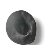 Grey wool felt fedora hat with black ribbon accent #feltfedora sku 6809