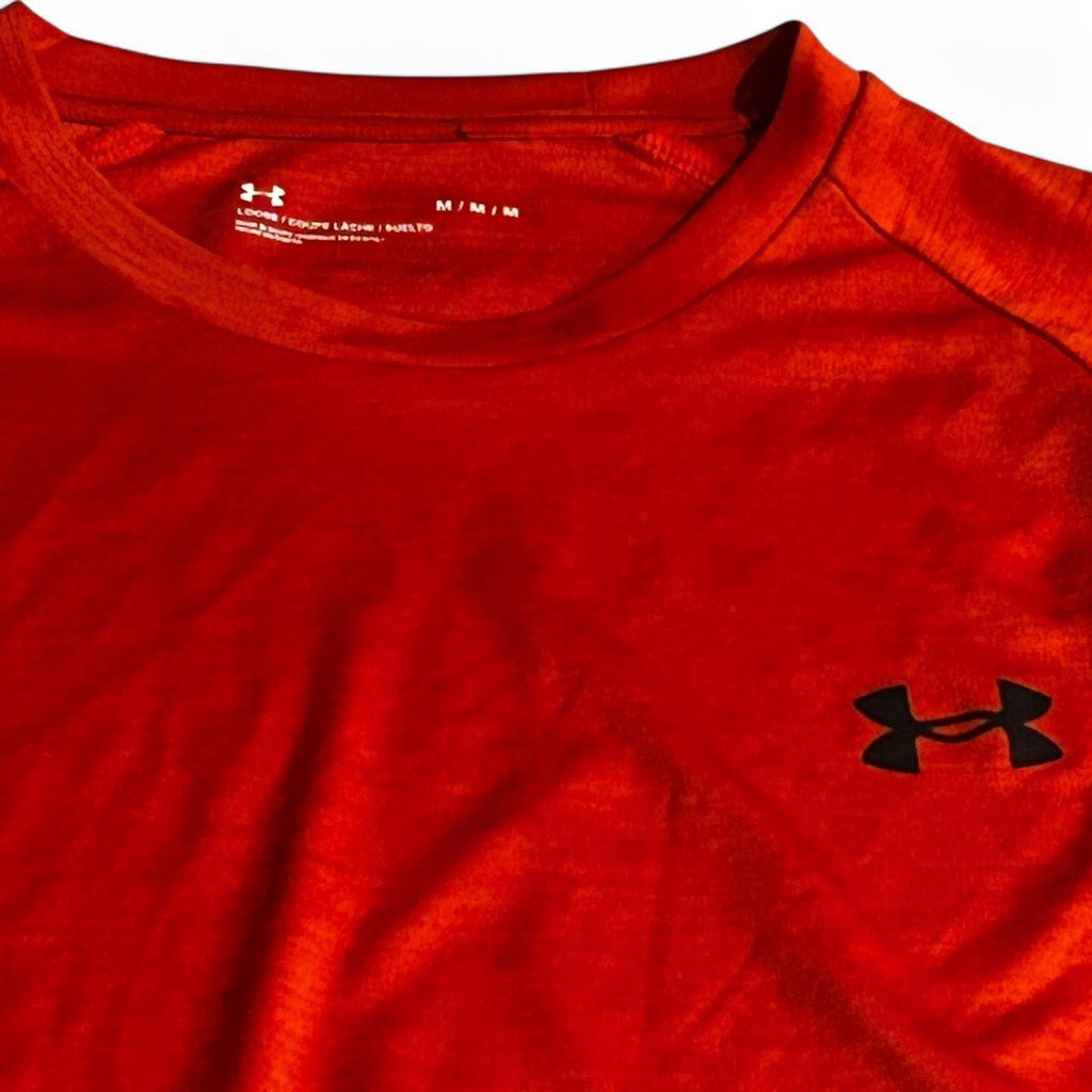 Under Armour Heat Gear Size M Men's Red/Orange Athletic T-Shirt - Used Sku 6842