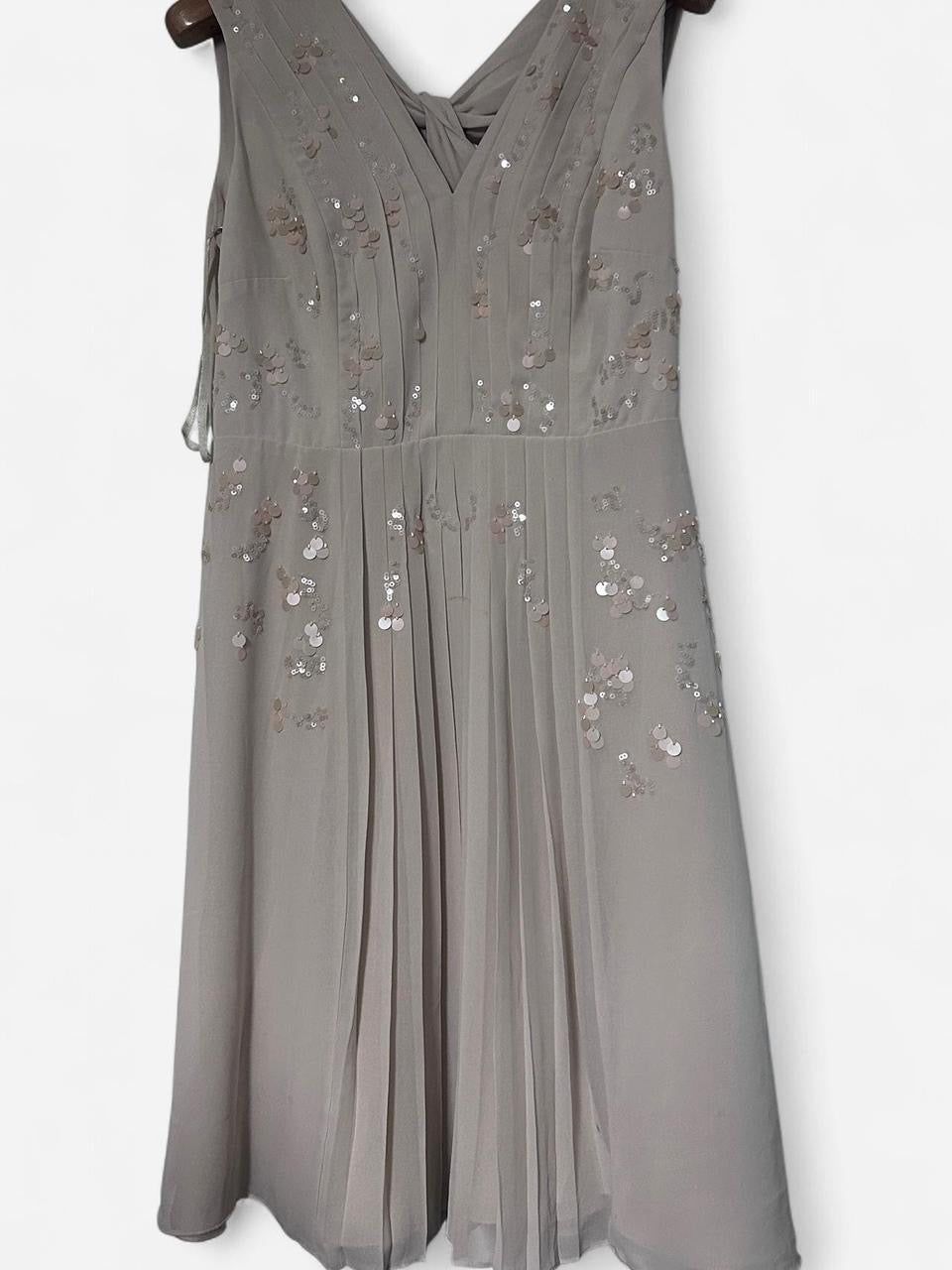 Women’s coach tan brown floral embroidered shorts knee length maxi dress with open back