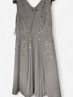 Women’s coach tan brown floral embroidered shorts knee length maxi dress with open back