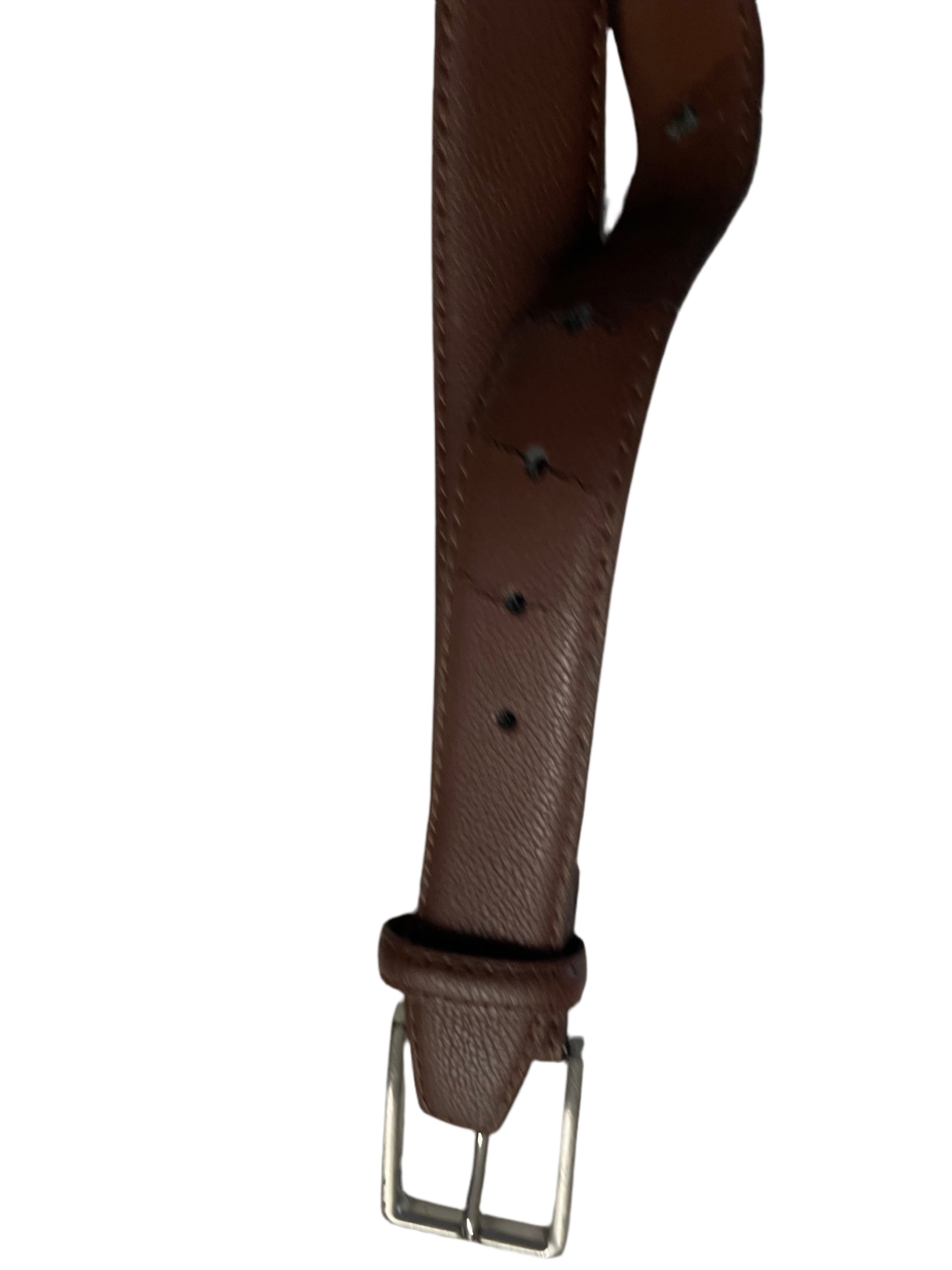 Vintage plain brown leather square buckle belt| L44 | SKU 4480