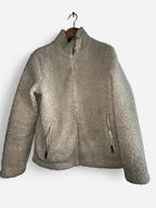 Mens H & M Cream and white Sherpa jacket with zipper pockets #winterjacket in size medium collar to hem 31 pit to pit 20 sku 7043
