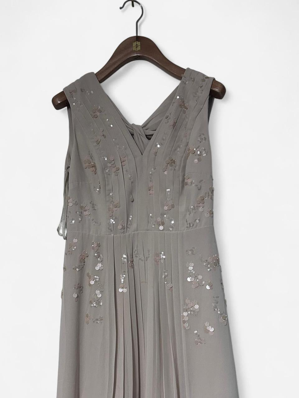 Women’s coach tan brown floral embroidered shorts knee length maxi dress with open back