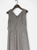 Women’s coach tan brown floral embroidered shorts knee length maxi dress with open back