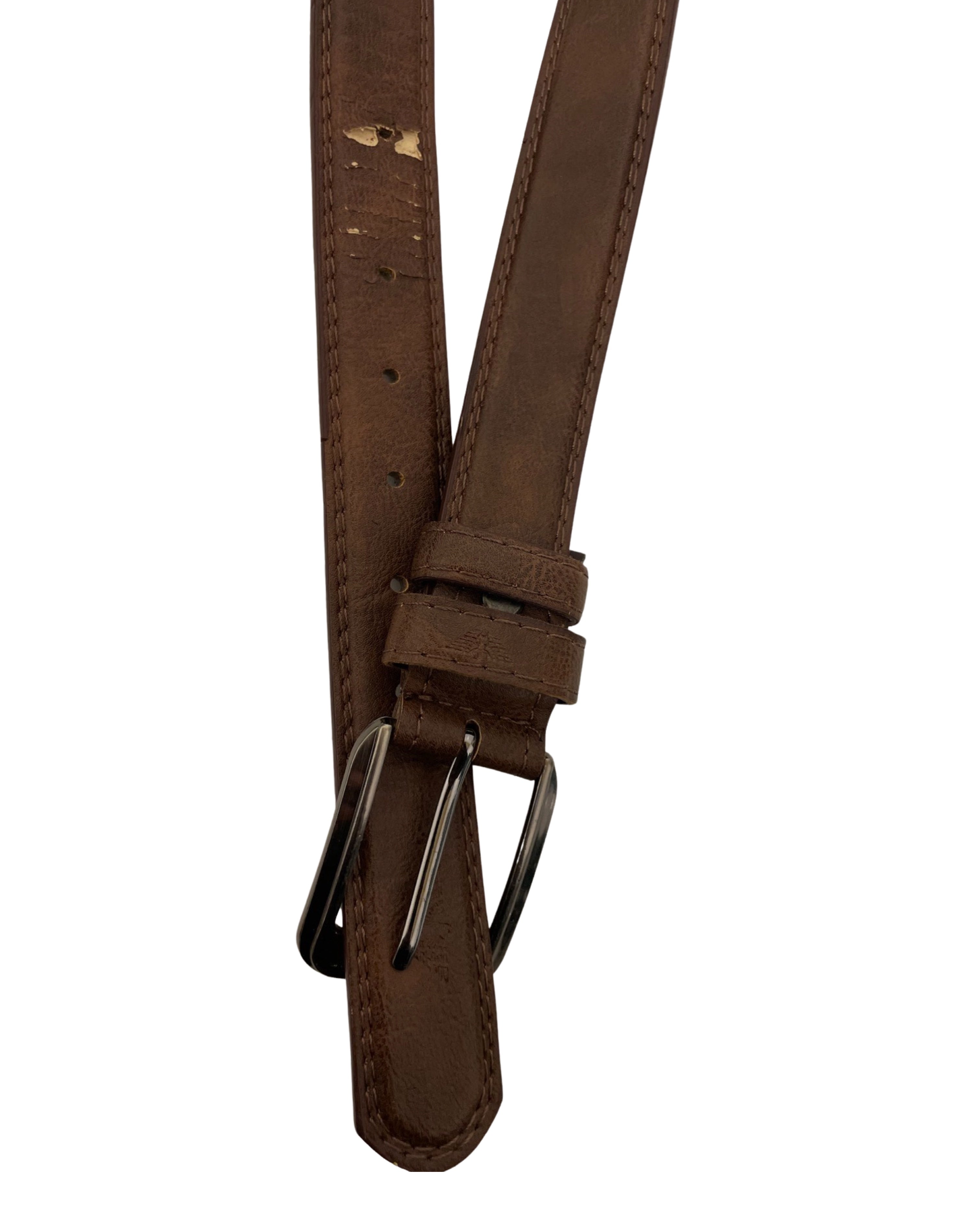 Vintage brown leather mens square buckle belt size M