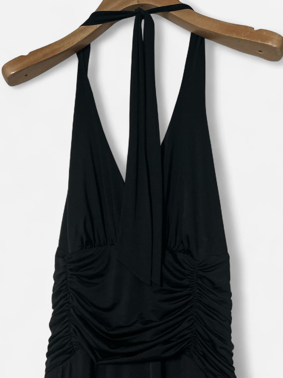 Women’s Debenhams Black maxi dress with open back, ruched details and tie-up straps sku 7002