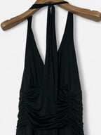 Women’s Debenhams Black maxi dress with open back, ruched details and tie-up straps sku 7002