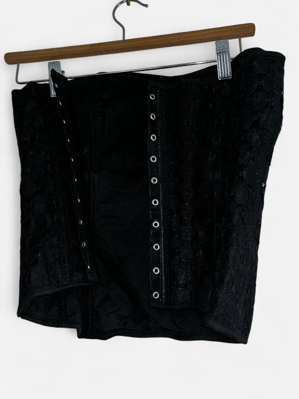 Black corset skirt with lace up back and zipper closure #goth #grunge