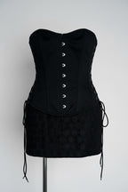 Black corset skirt with lace up back and zipper closure #goth #grunge