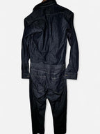 Men’s Zara navy  denim boiler suit with button-up front, collar, and long sleeves #denim #jumpsuit in size small total length is 69 pit is 18  waist 32 crouch to bottom 30 sku 7082