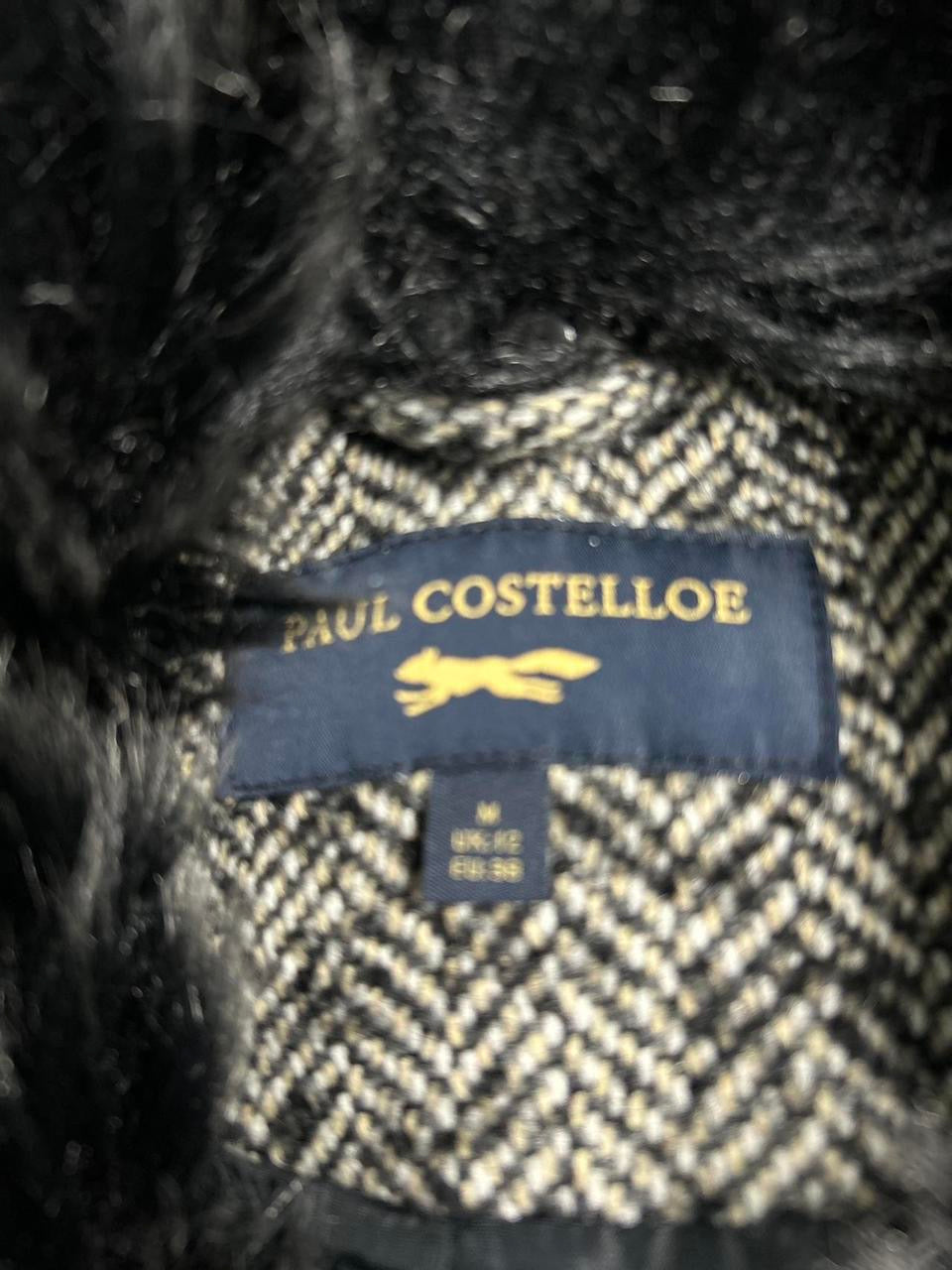 Paul Costelloe Womens Grey tweed button neck faux fur wool Blazer Size M L27W19 SKU 6947