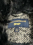 Paul Costelloe Womens Grey tweed button neck faux fur wool Blazer Size M L27W19 SKU 6947