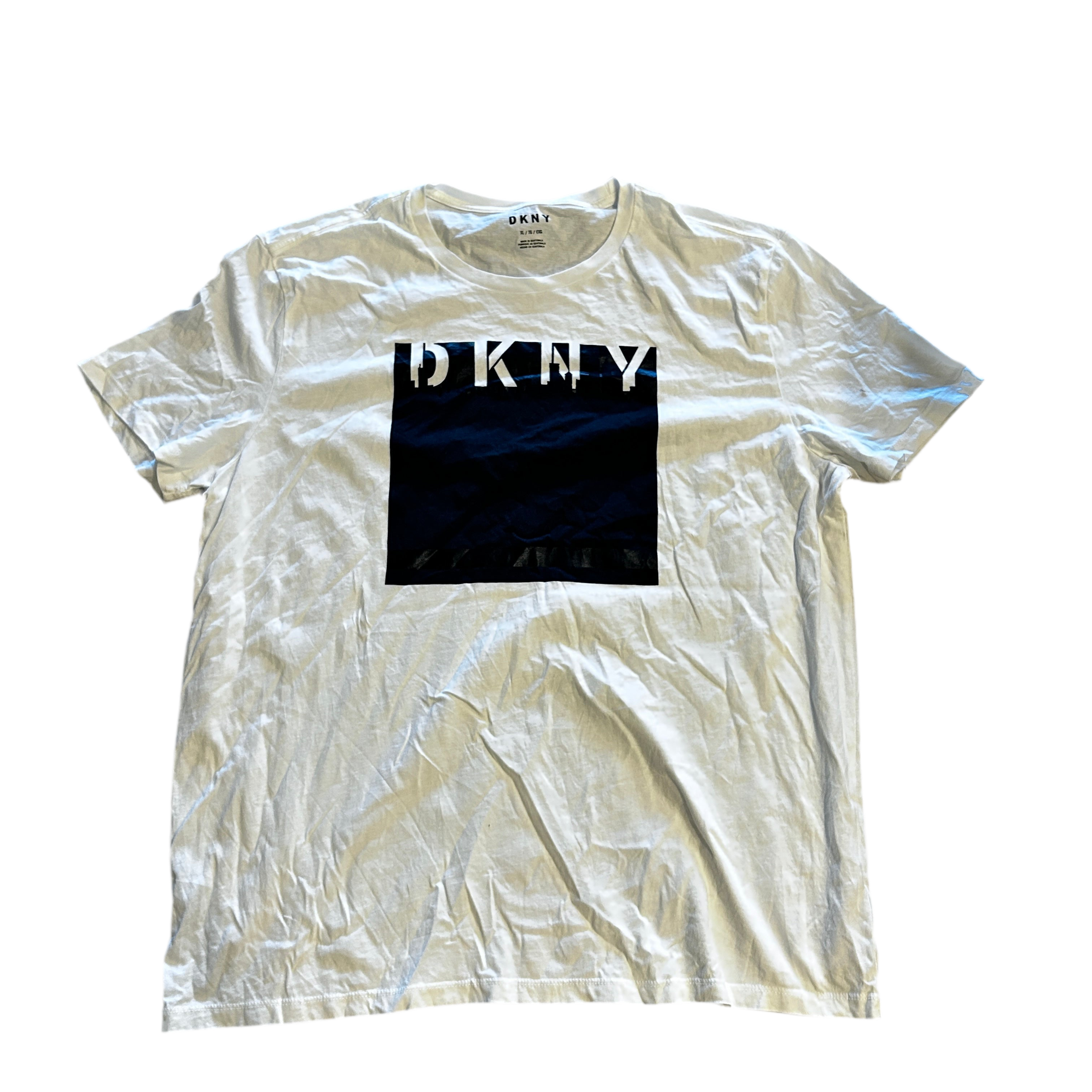 Men’s Cotton DKNY T-Shirt White Big Logo Mens Size XL