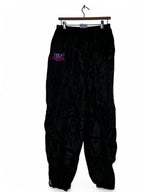 Black shell low-rise pants with stretch, featuring a unique design #goth #grunge W28 L 32 SKU 6968