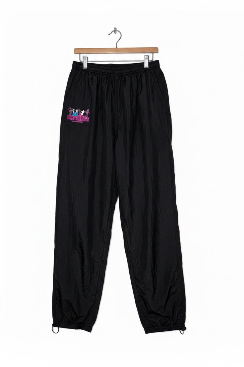 Vintage Center Court Unisex Small Black Nylon Windbreaker Sport Pants W28 L32