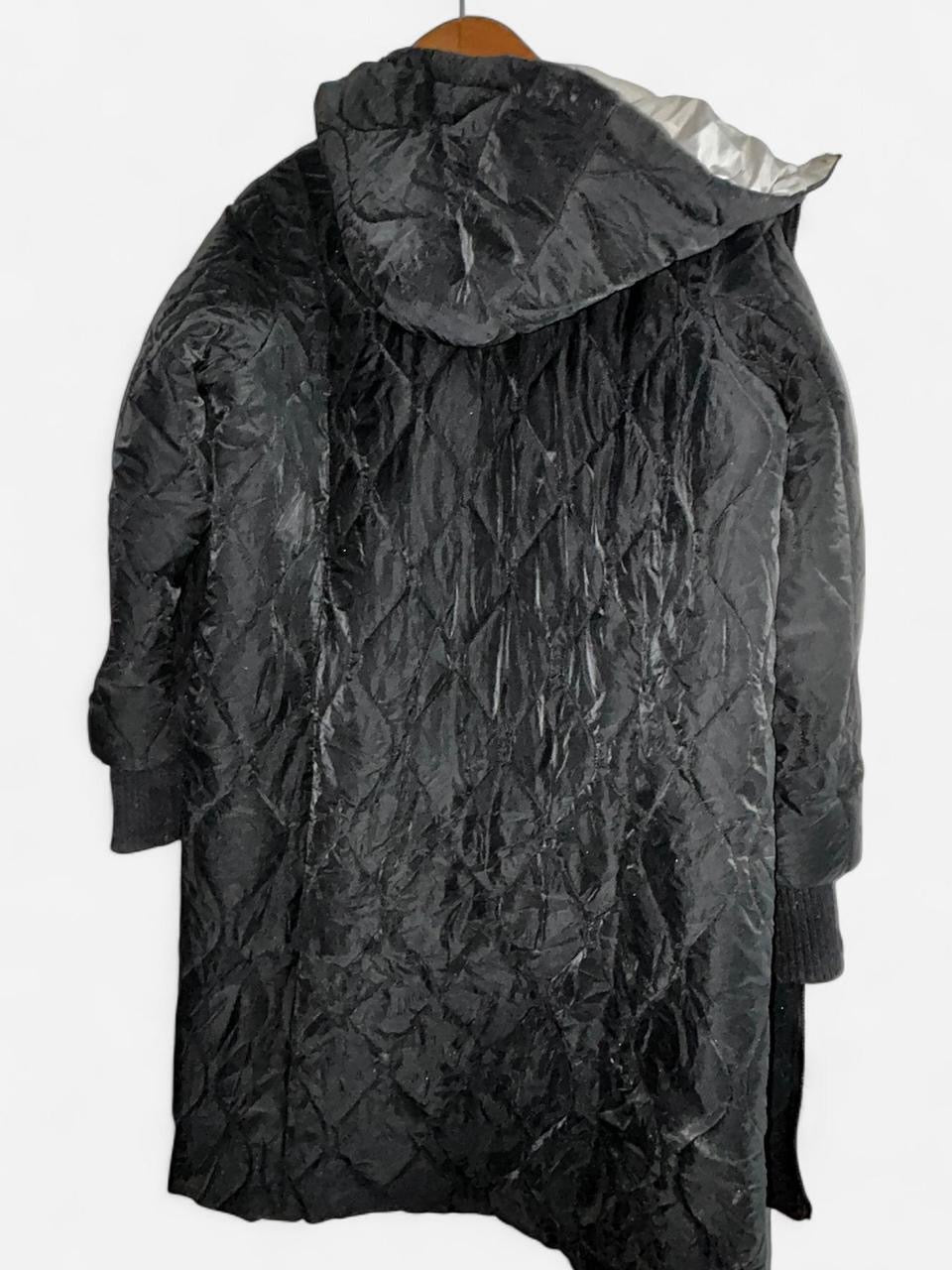 Women’s Black Down Padded Coat size XL Womens Full Zip Long Puffer Jacket Hooded