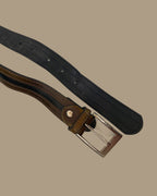 Vintage genuine embroissed brown leather made in spain men belt