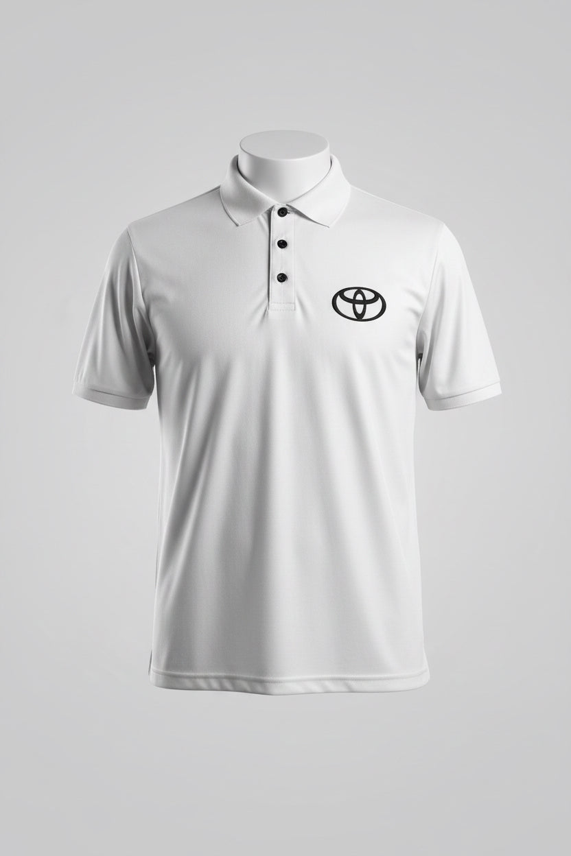 Vintage Toyota Performance logo Golf T-Shirt Men Polyester White Polo in M Sku 6843