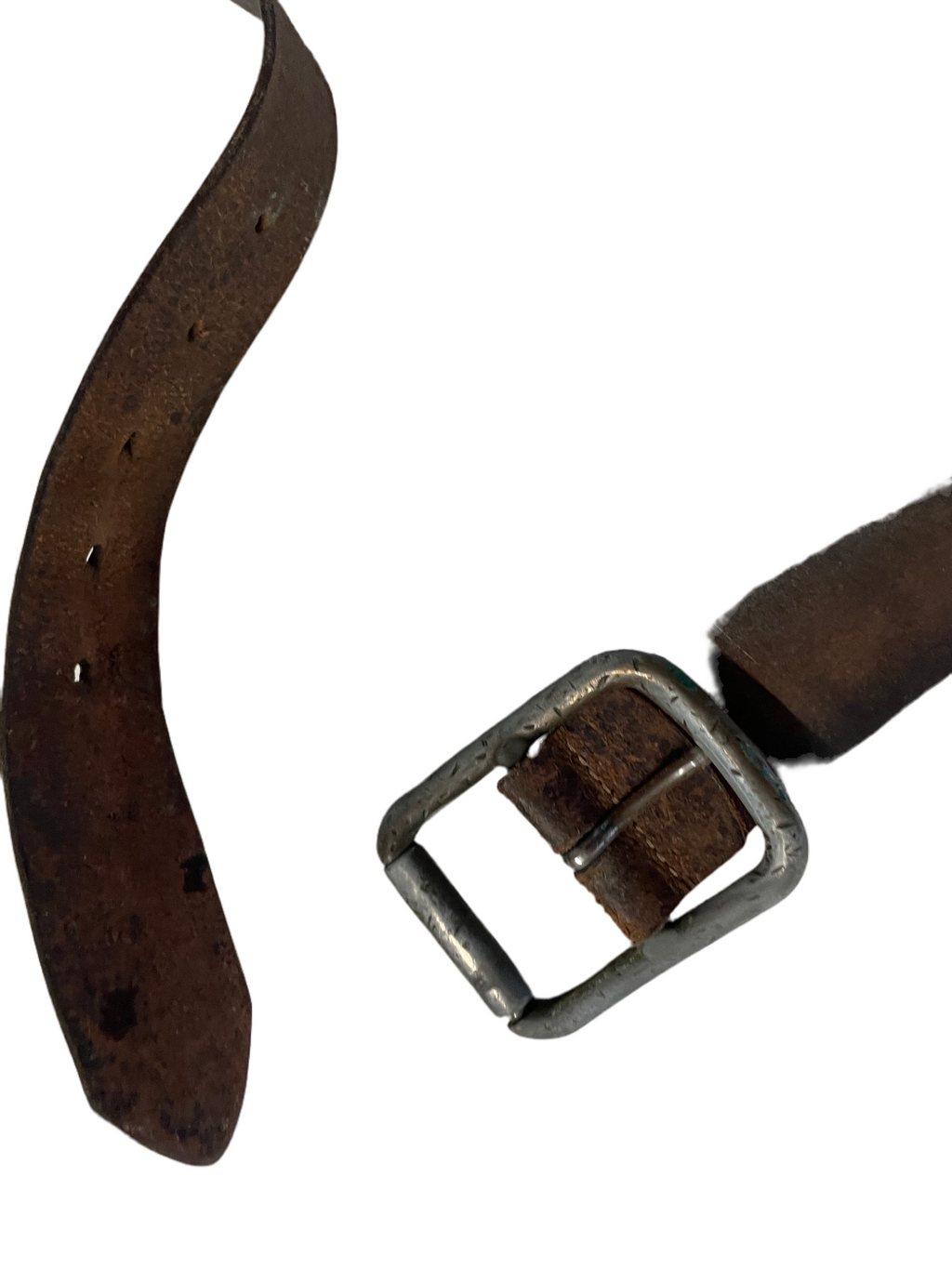 Vintage Genuine brown leather army buckle belt | L 37| SKU 4479