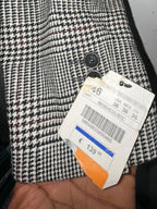 ZARA WOMAN WOOL BLEND PLAID STRAIGHT CUT BLAZER Taupe Grey, size Small