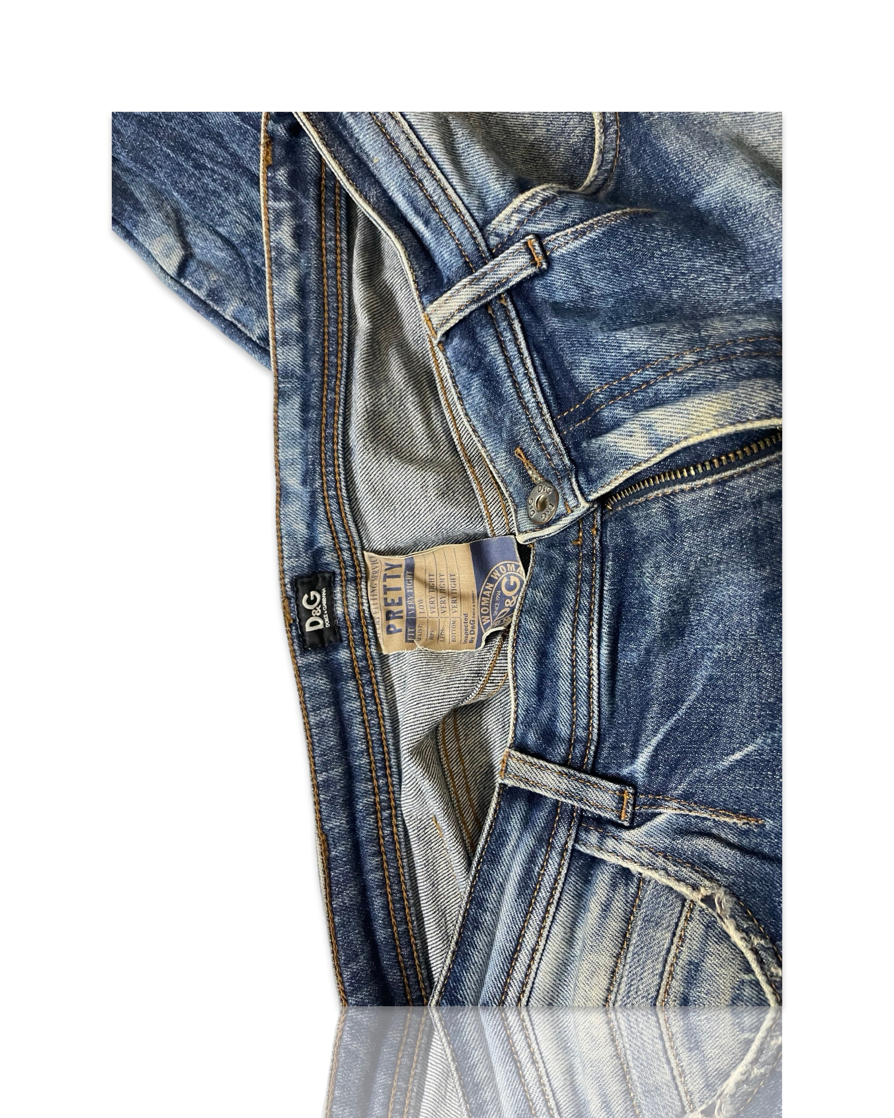 Y2K Vintage Dolce & Gabbana Low Rise Skinny Jeans Dolce & Gabbana Women's Navy and Blue Jeans W34 L29 |SKU 4259