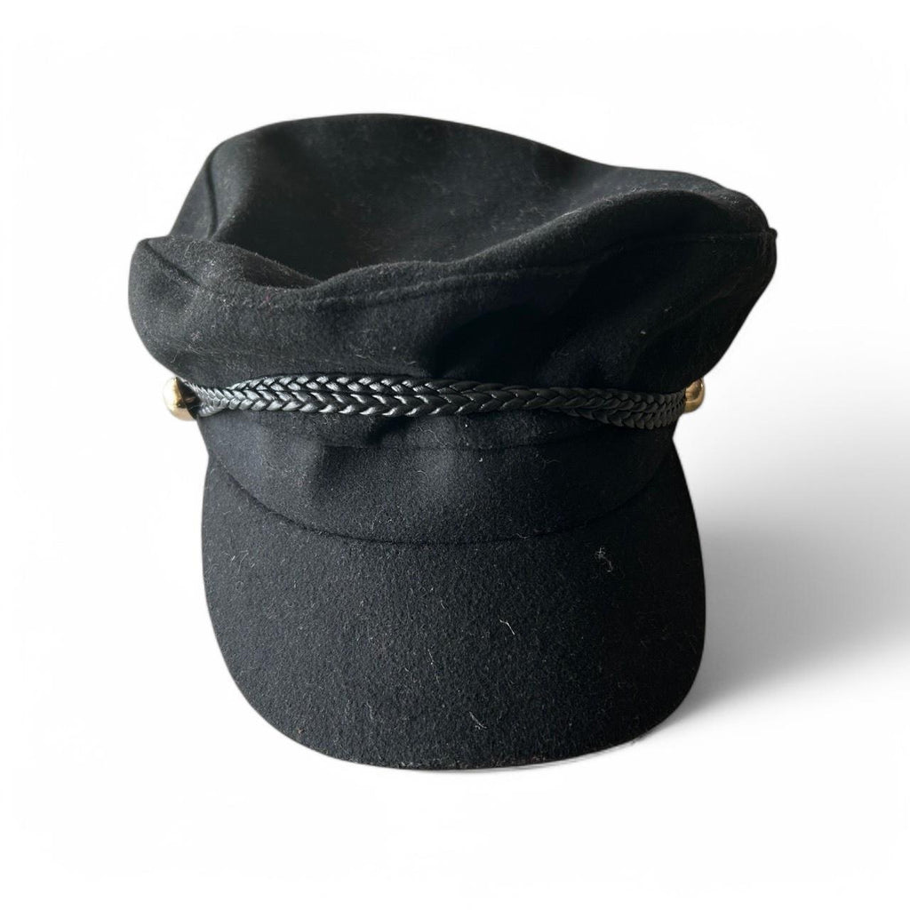 Black cotton and wool cap with braided detail #indie #grunge sku 6807 