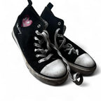 Black and white Converse trainers with heart detail #Converse #HeartDetails uk 4 us 6 sku 6981 