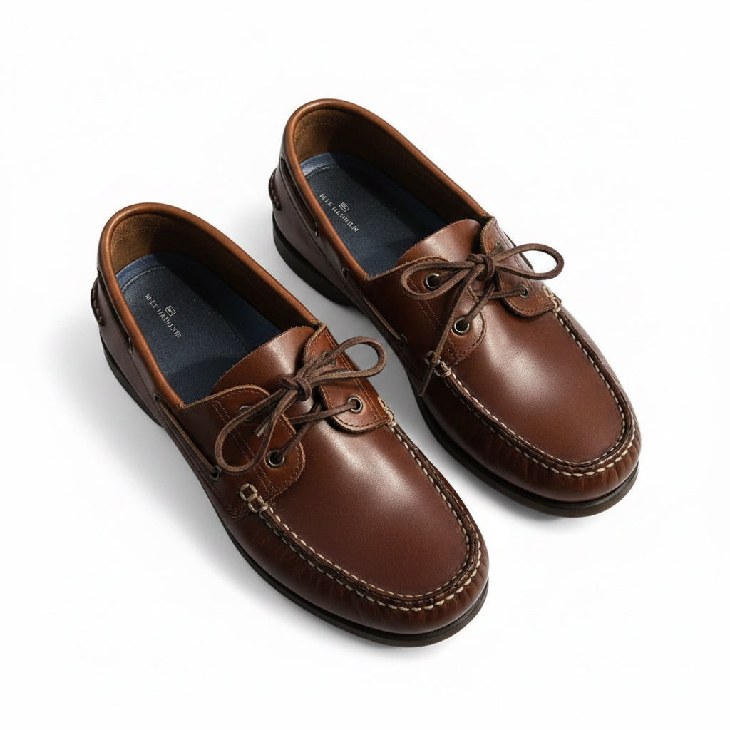 M&S BLUE HARBOUR MEN'S NROWN LEATHER LACE UP LOAFER SHOES SIZE UK 9 EU 43/44VGC