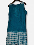 Per Una cocktails don Teal blue sleeveless dress with tie-dye effect and ruffle collar #boho #festivalvibes size 12/14 originally size 14 tailored to for 12