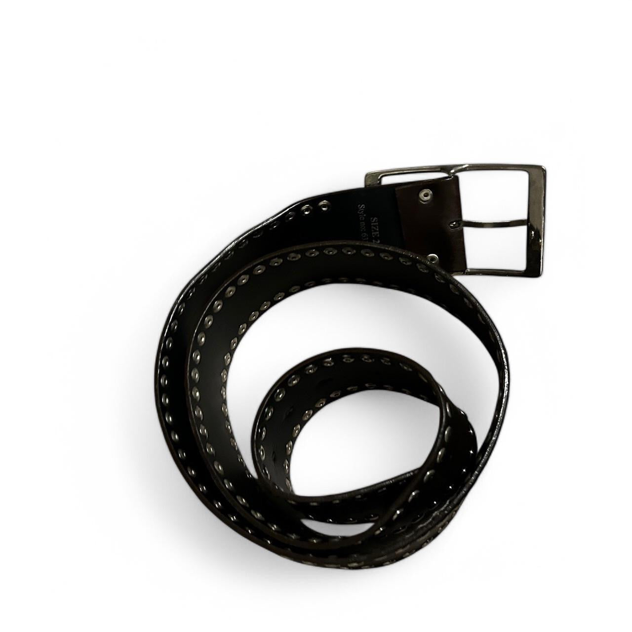 Genuine Vintage Retro Circle Studded Leather Belt -  buckle women’s M:L 32 inches