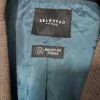 Selected homme Slim Mylobill Camel Structure Blazer Brown  blazer with blue lining #linenblend L32 W22 sku 6883 in size L