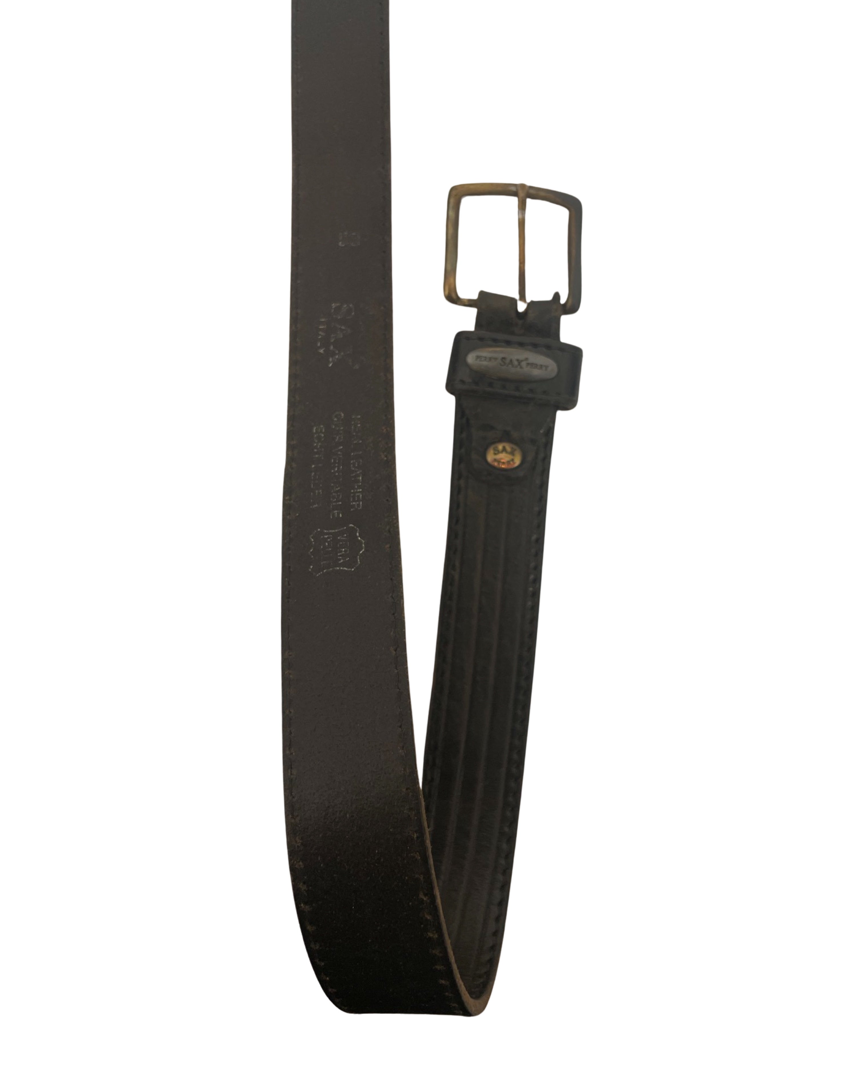 Vintage perry sax collection mens black leather belt size S