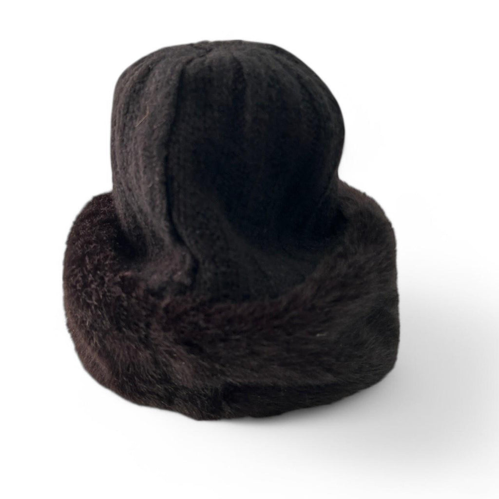 Black faux fur beanie hat #winteraccessories sku 6821