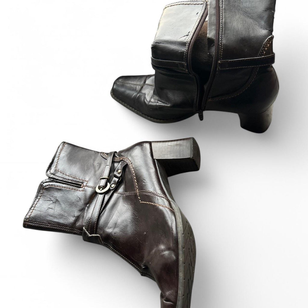 Ginu Kenduri Women’s Brown Patent Leather Ankle Boots – Size 41