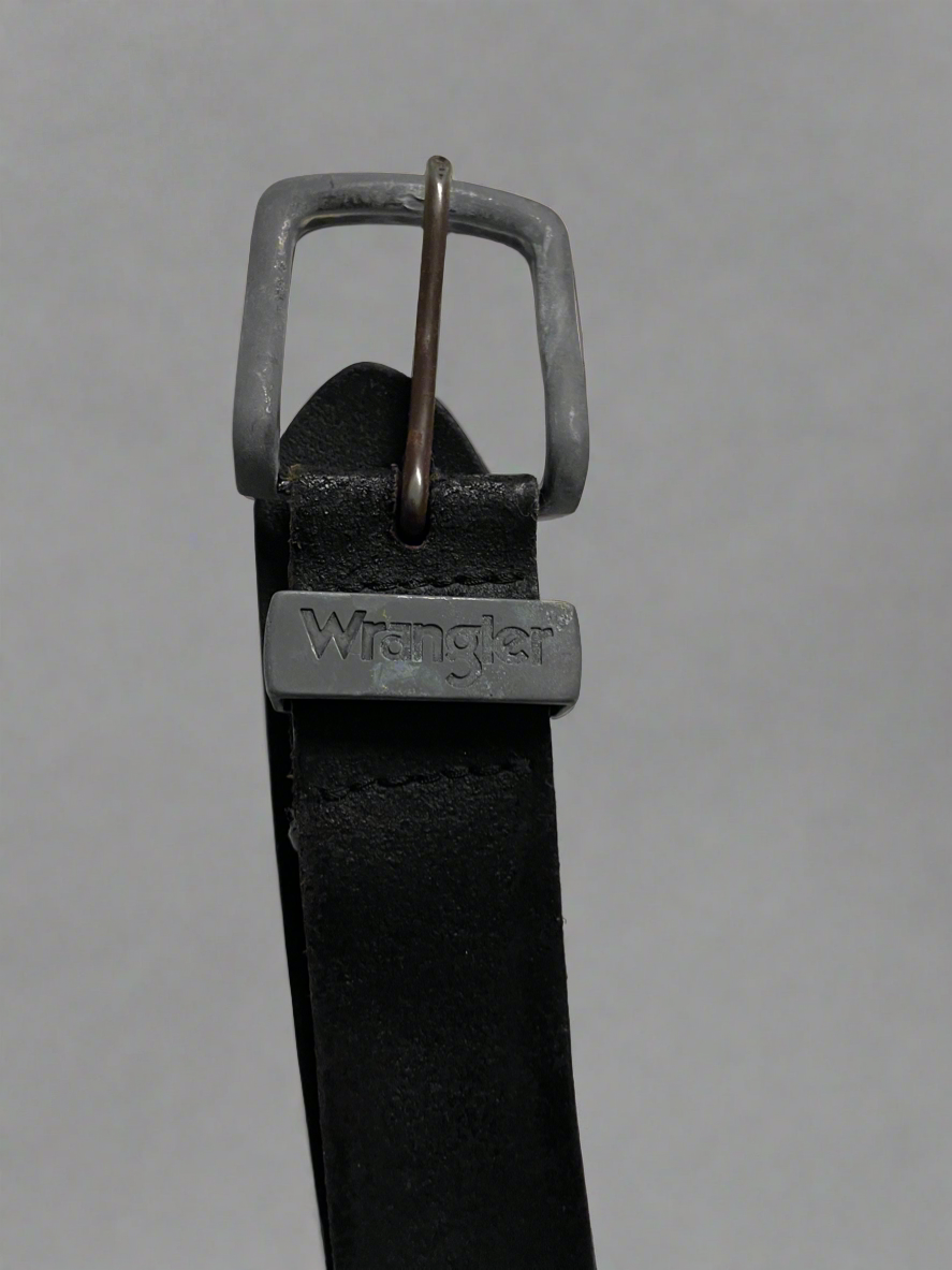 Vintage Wrangler men's black genuine leather belt| L45 | SKU 4482