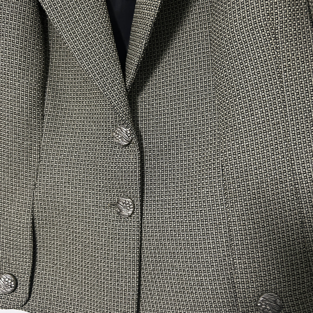 Women’s Maria Celeste Brown and black houndstooth cropped blazer with gold buttons #houndstooth pt 26 l 21 in medium sku 6872