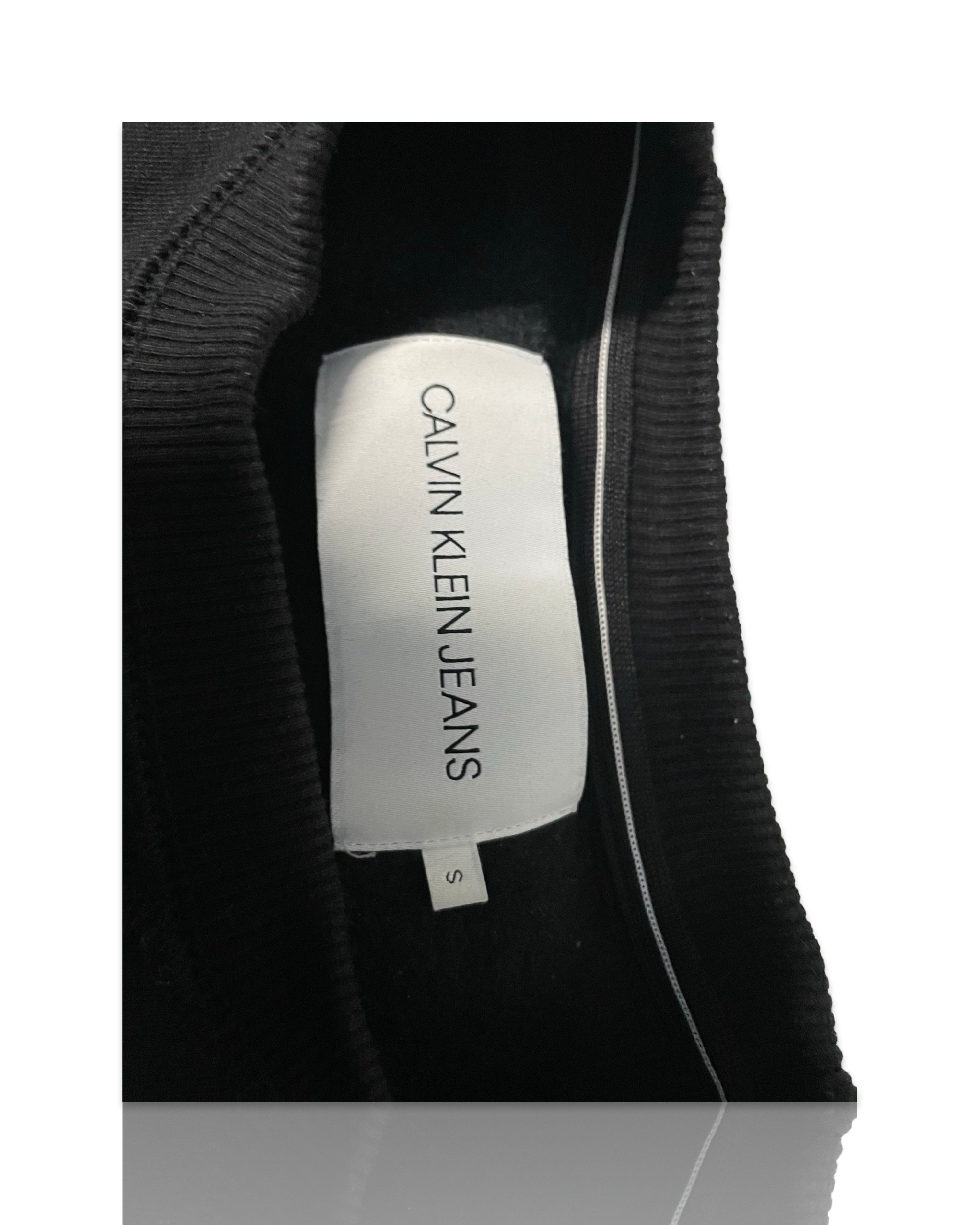 Vintage men's CALVIN KLEIN Jeans center logo black sweatshirt Size S oversize faded pullover|SKU 4243