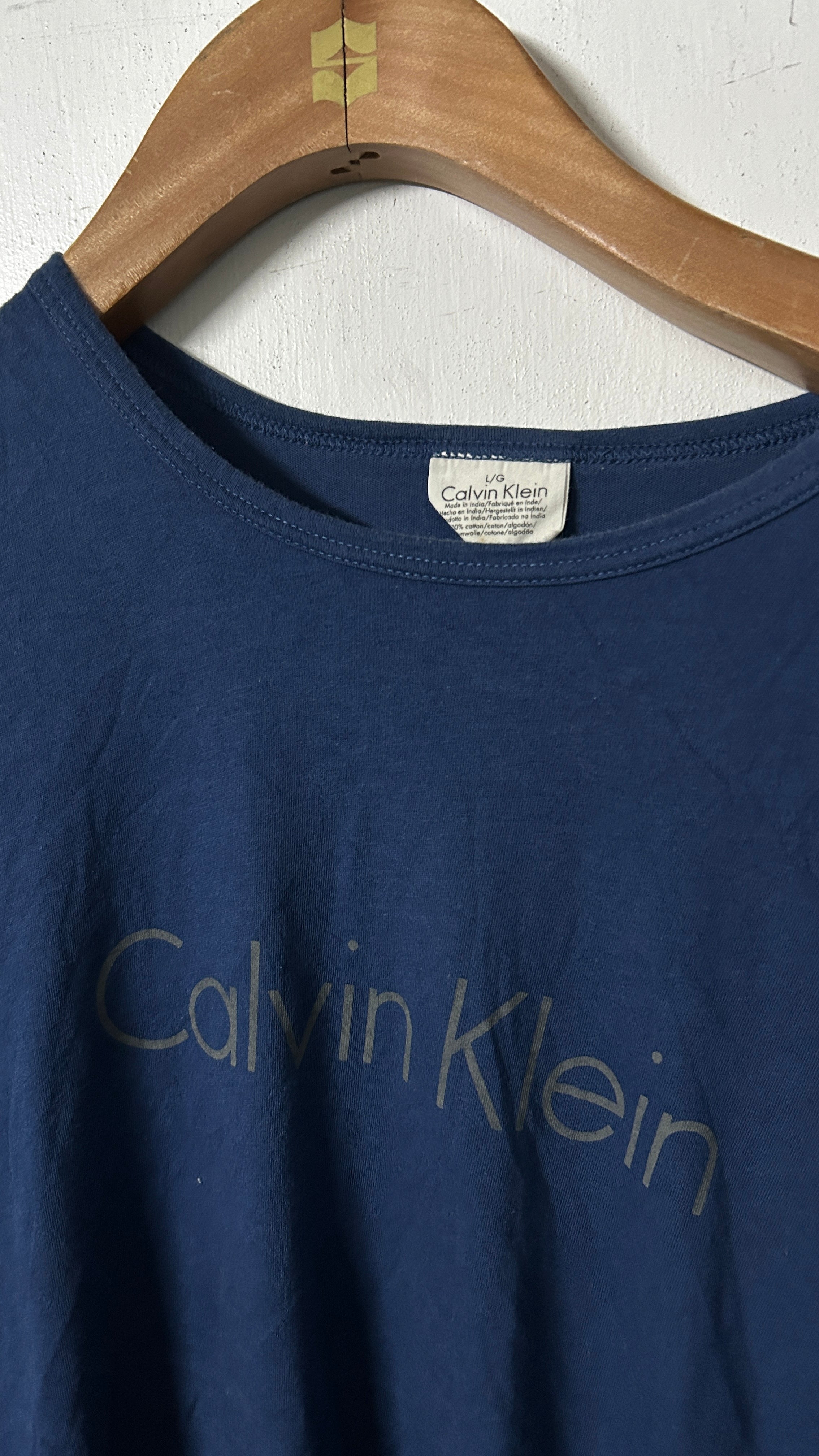 CALVIN KLEIN MENS GRAPHIC T-SHIRT TOP LARGE BLUE COTTON